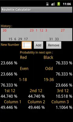 Roulette Calculator android App screenshot 0