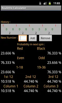 Roulette Calculator android App screenshot 1